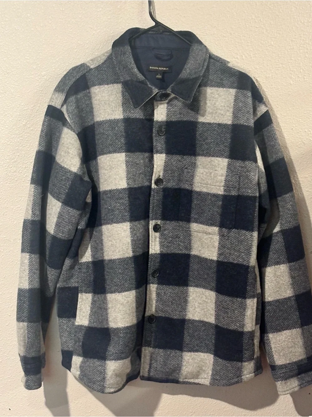 Banana Republic Men’s Navy & Gray Plaid Shirt Jacket